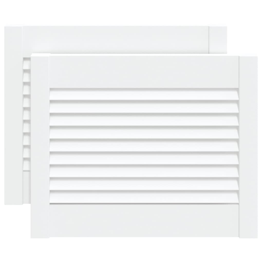 Cabinet Doors Louvred Design 2 Pcs White 39.5x49.4 Cm Solid Wood Pine Vidaxl