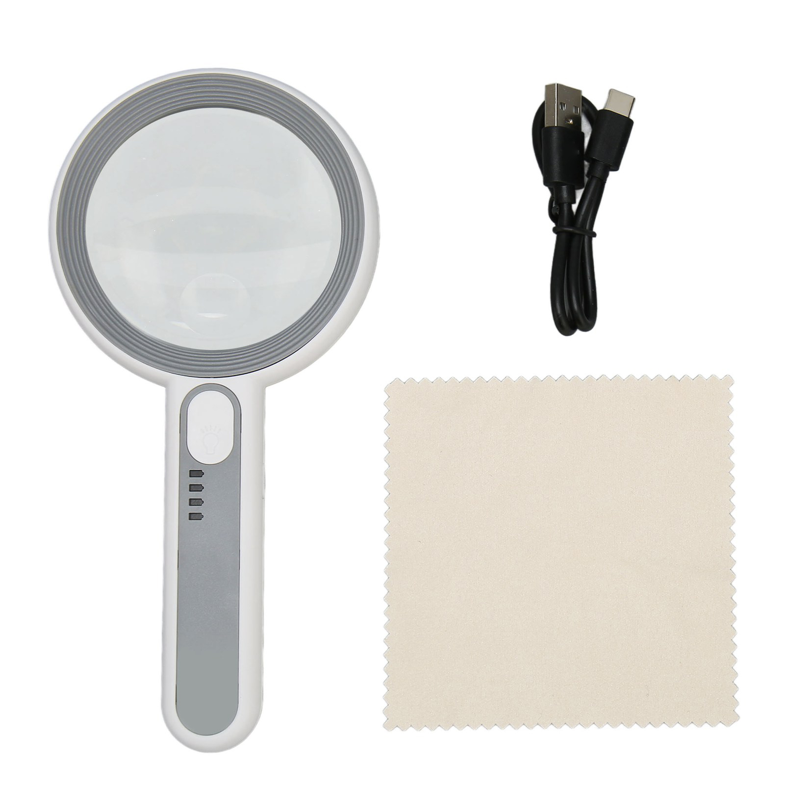 Loupe à main lumineuse LEDE, grossissement 5x et 12x, poignée ergonomique, 18 LED 3 modes, interrupteur tactile