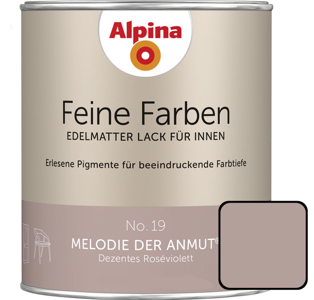 Feine Farben Lack No. 19 Melodie Der Anmut Roséviolett Edelmatt 750 Ml Buntlacke - Alpina