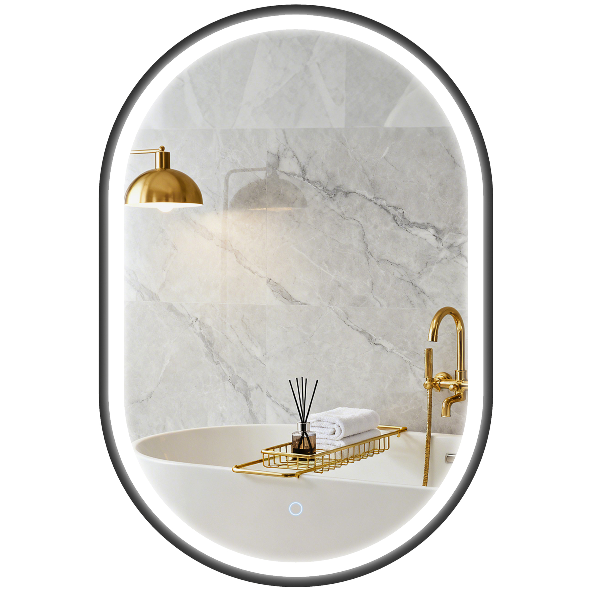 Miroir Salle De Bain Mural - Homcom - Éclairage Led, Interrupteur Tactile, Lumière 3 Couleurs, Anti-buée, Mémoire - 50 X 70 Cm
