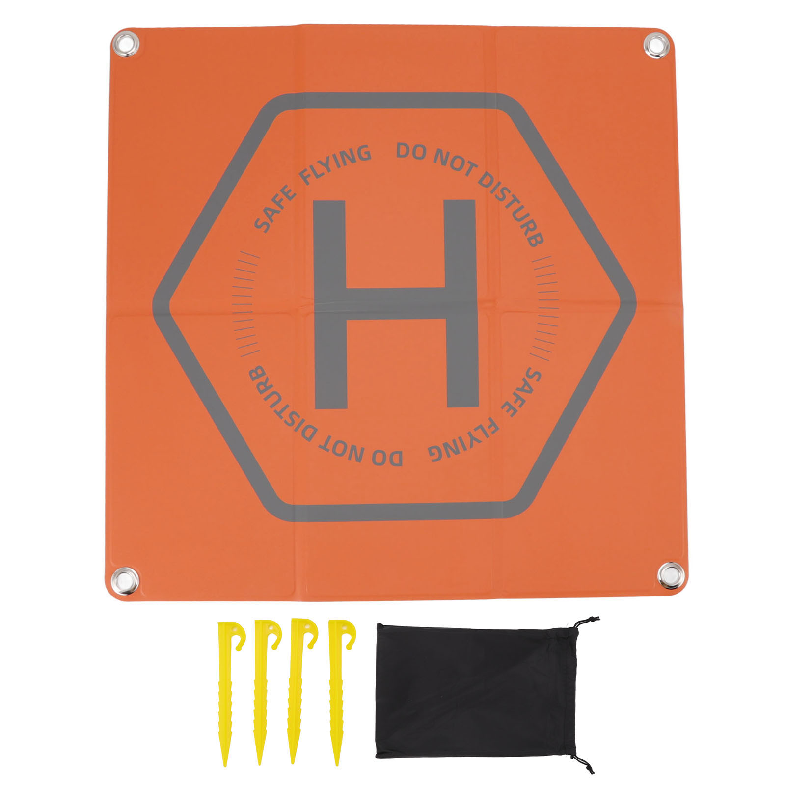 Tapis d'atterrissage pour drone 50 x 50 cm en PU, double face orange et gris, pliable
