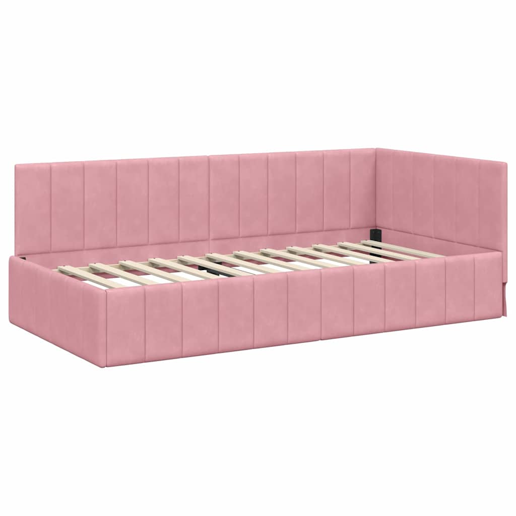 Corner Bed Frame With Headboard Pink 90 X 200 Cm Velvet Vidaxl