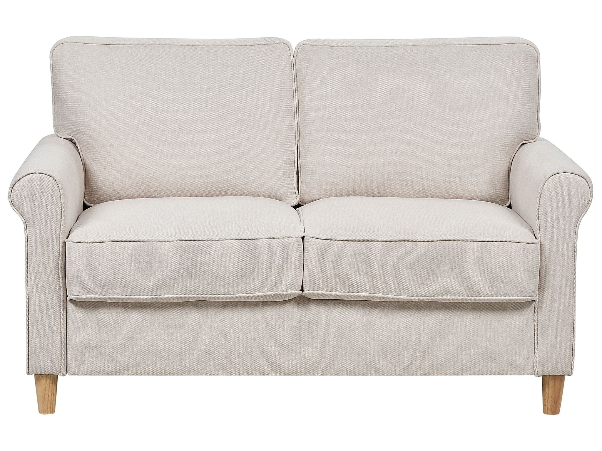Beliani - Fabric 2 Seater Sofa Fabric Upholstery Sinuous Spring Seat Light Beige Ronneby