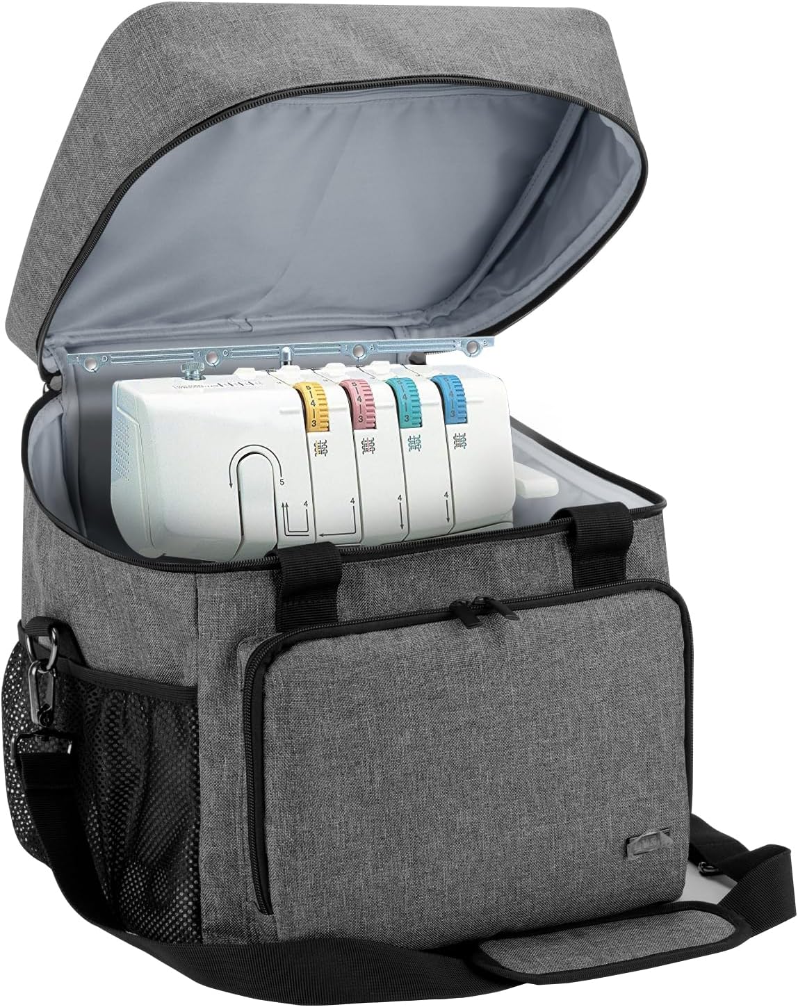 Sac de transport pour surjeteuse, nylon rembourré gris, 33 x 30,5 x 34 cm