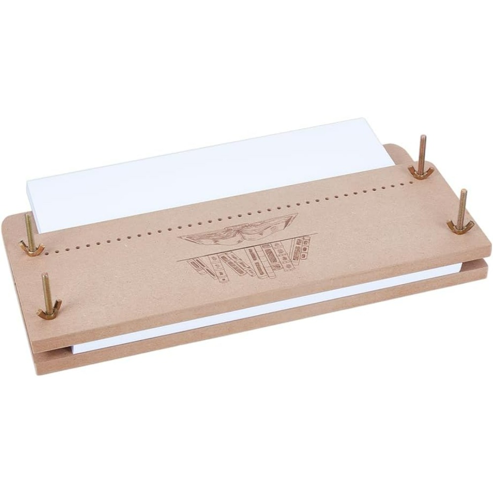 Presse à reliure en bois haute densité, perforation 38 trous, 350 x 120 x 150 mm, vis et écrous fournis