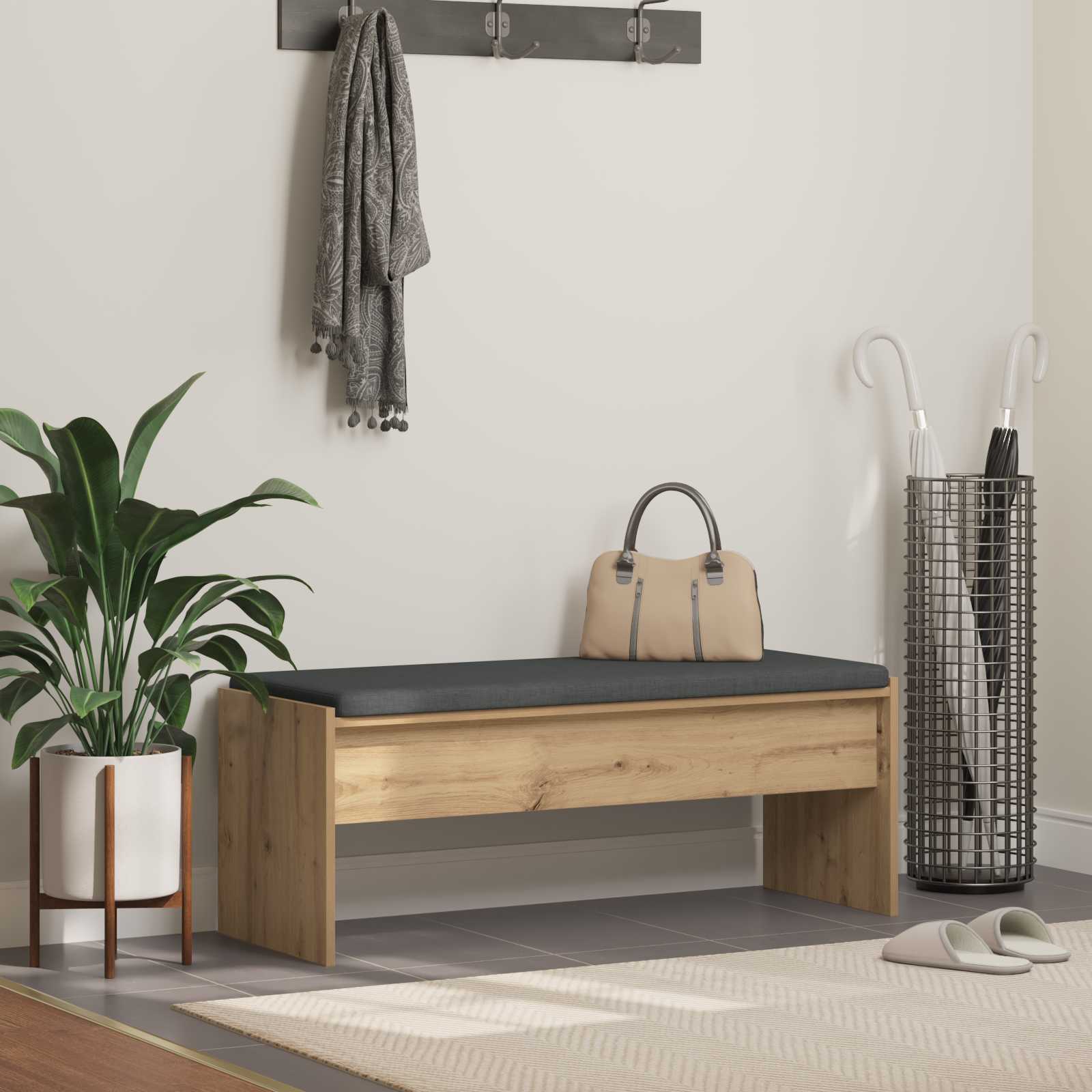 Vidaxl Hall Bench With Cushion Artisan Oak 103 X 38 X 40 Cm