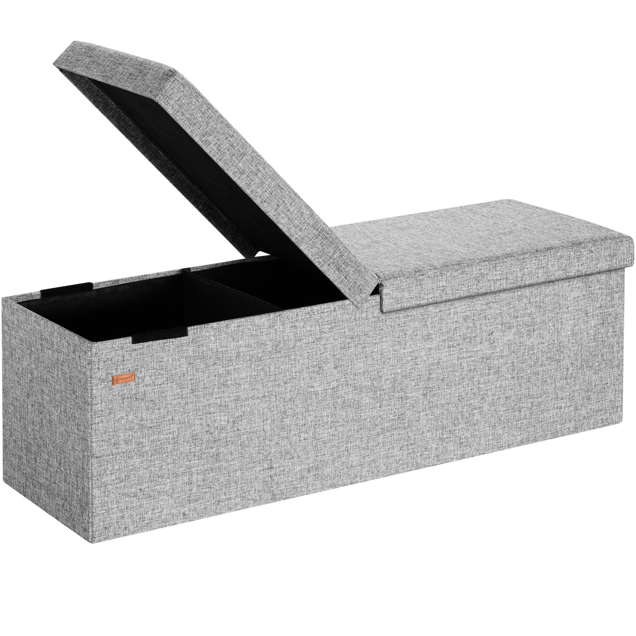 Casaria® Sitzbank Mit Stauraum Faltbar Gepolstert Deckel Schlafzimmer Wohnzimmer Flur Sitztruhe Truhenbank Polsterbank Xl - Hellgrau