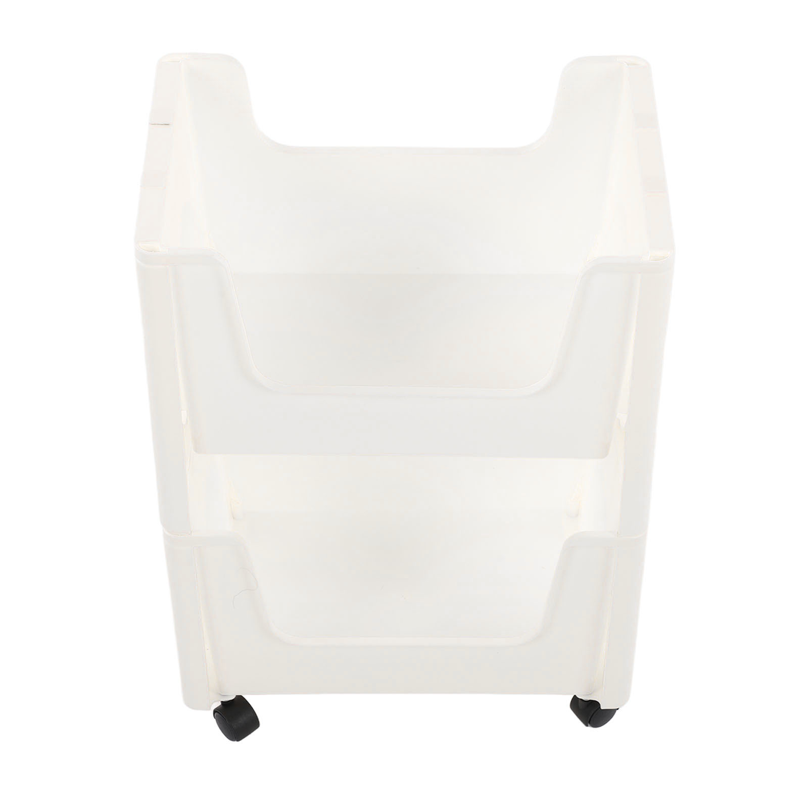 Chariot de rangement mobile à 2 niveaux en plastique, roulettes verrouillables, blanc