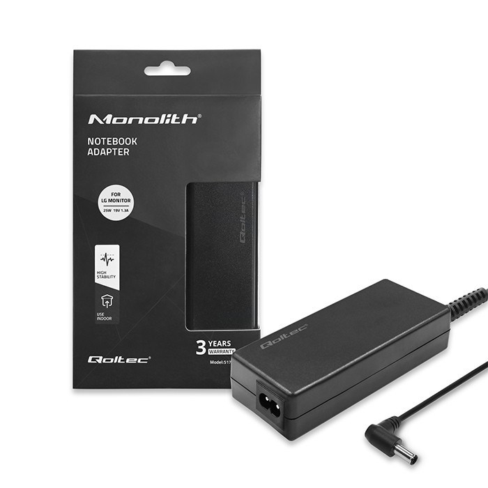 Qoltec Netzteil Für Lg Monitor 25W 19V 1,3A 6,54,4 + Netzkabel