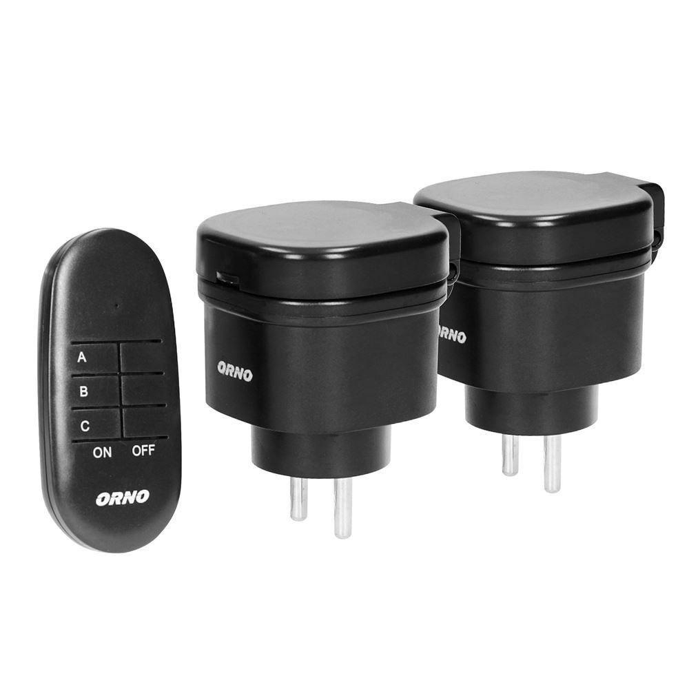 Tresice France Schwarz Orno Set Kabelloser Mini-Steckdosen Mit Fernbedienung 2+1 Ip44 Schuko