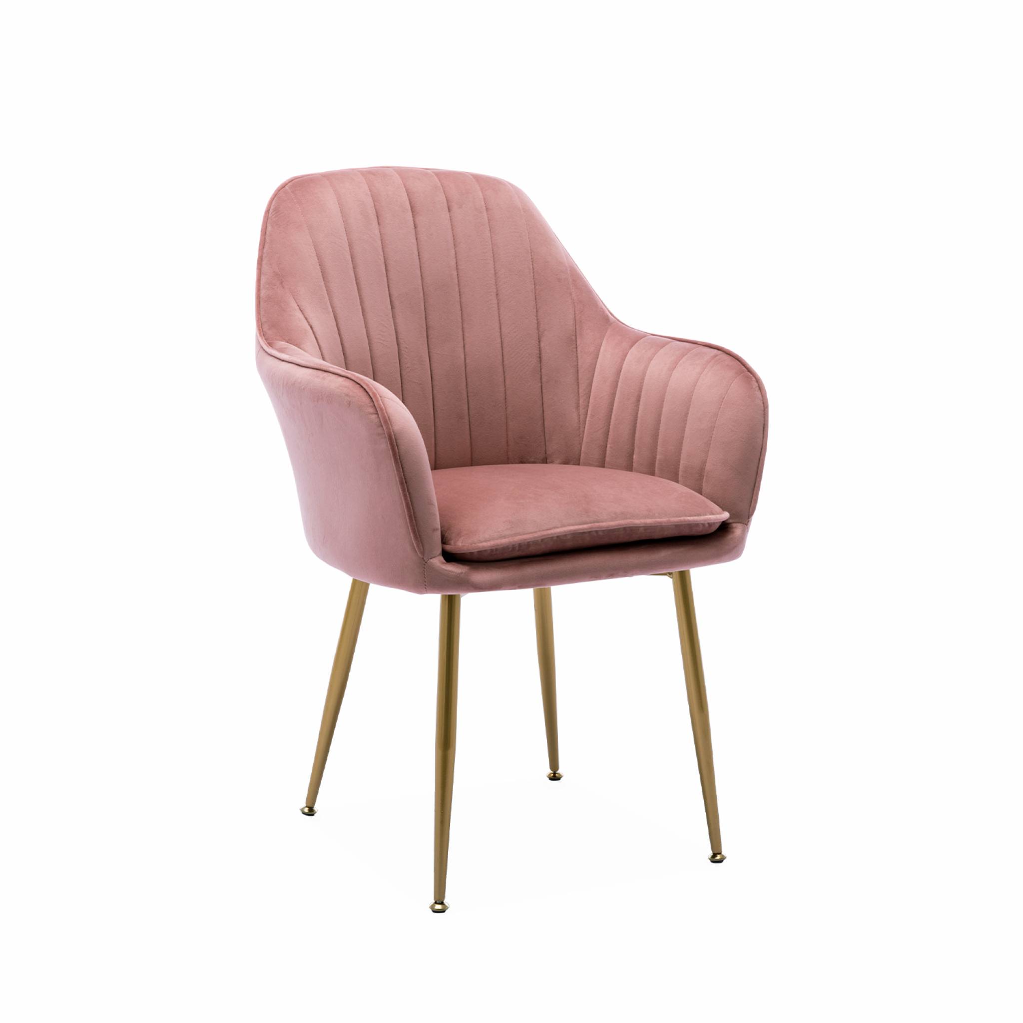 Sweeek - Fauteuil En Velours Vieux Rose Et Pieds En Métal Doré. Shella