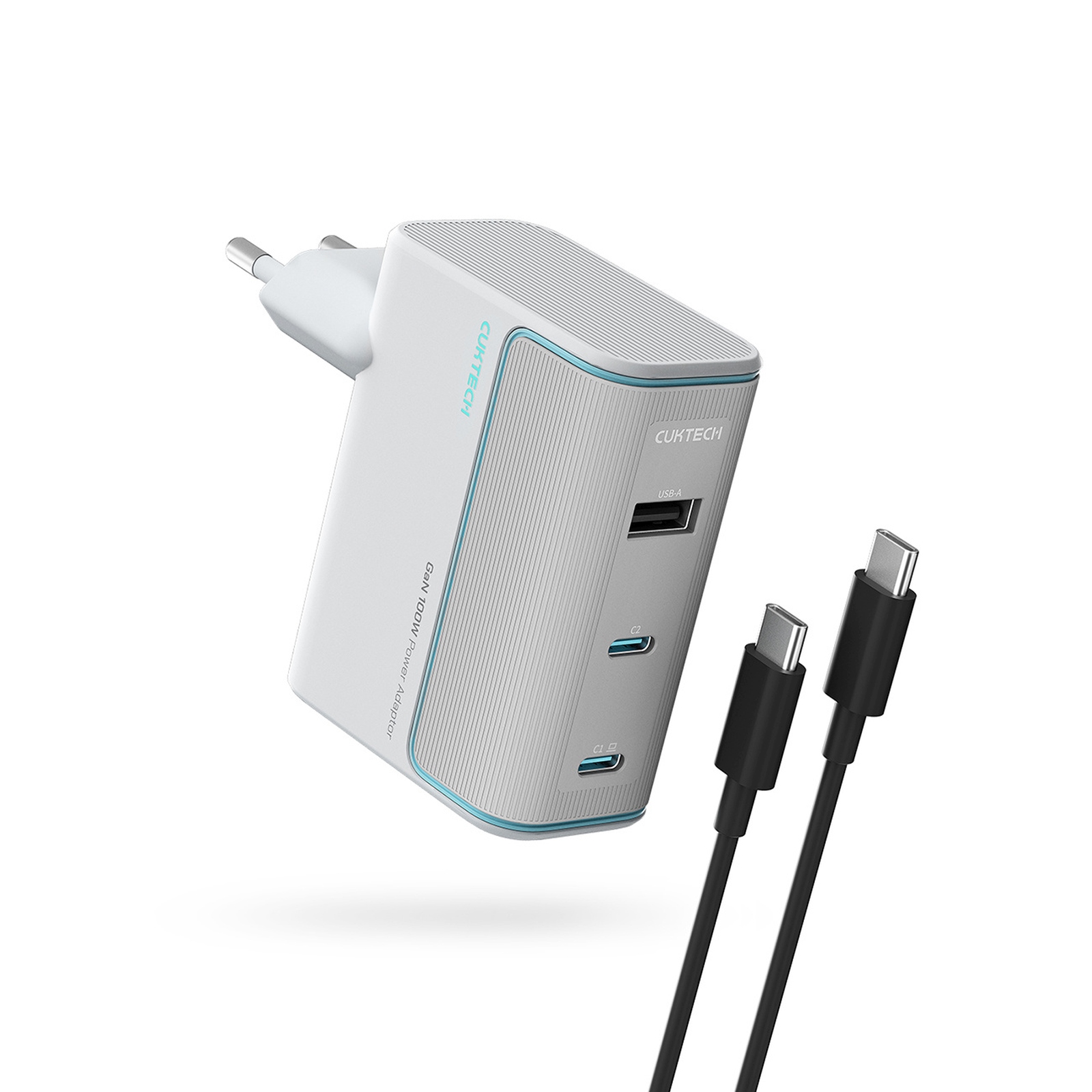 Cuktech Weiß Netzteil Mit Usb-C-Kabel 100W, 5A, 1 X Usb-A - 2 X Usb-C, Ckad1003eugw - Bild 4