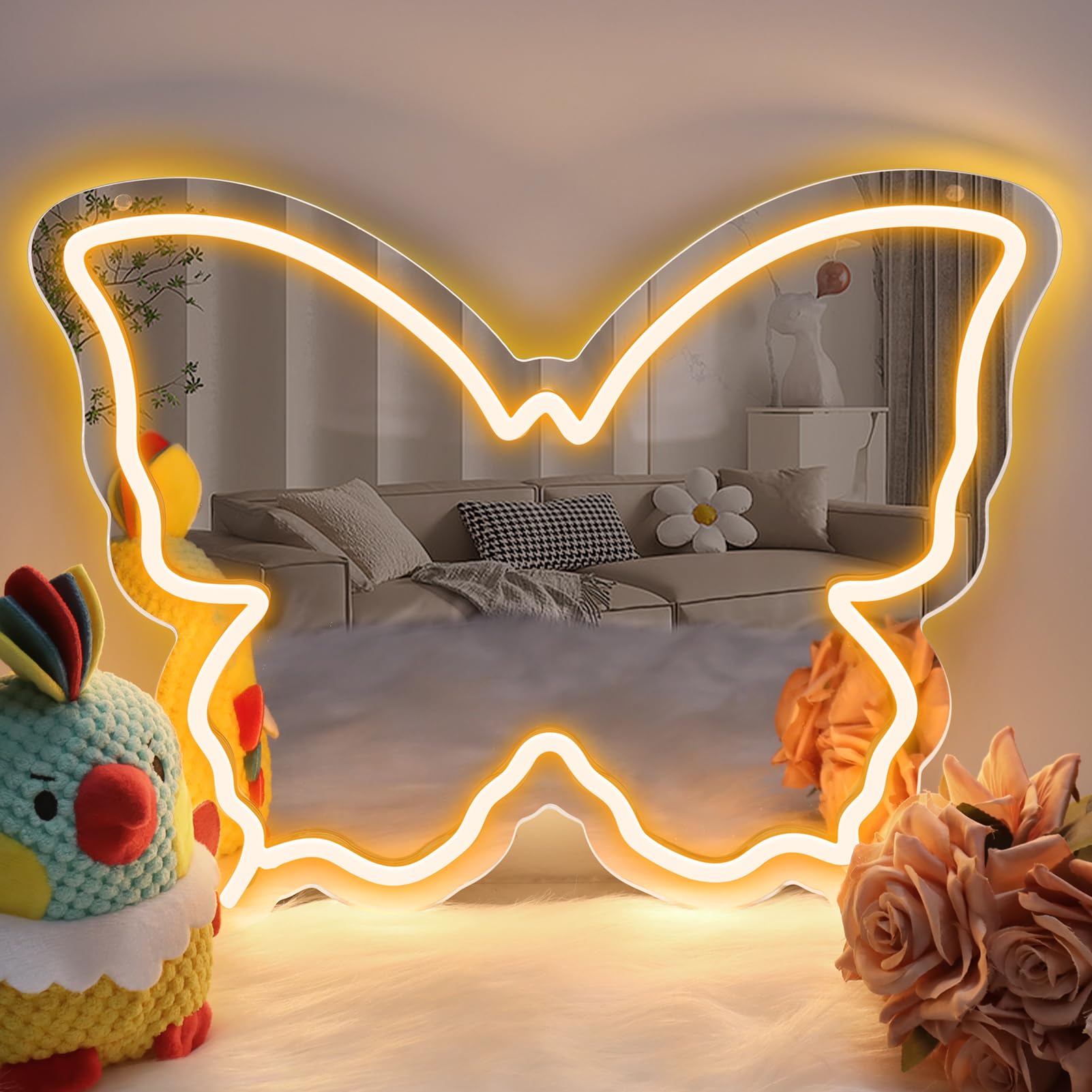 Miroir Néon En Forme De Papillon — Led