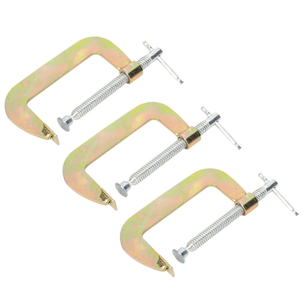 Serre-joint en C 3 pouces, corps acier trempé et fonte, vis acier, lot de 3