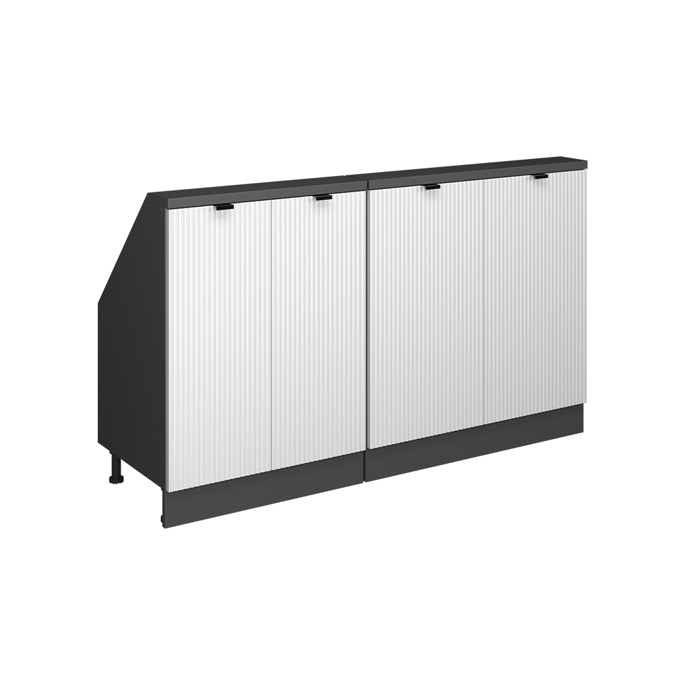 Dachschrägenschrank-set Rion, Weiß Riffel, 140 Cm 2er Set, Vicco
