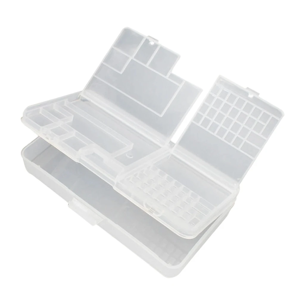 Boîte à outils 2 niveaux en plastique transparent, plateau amovible, 185 x 95 x 37 mm
