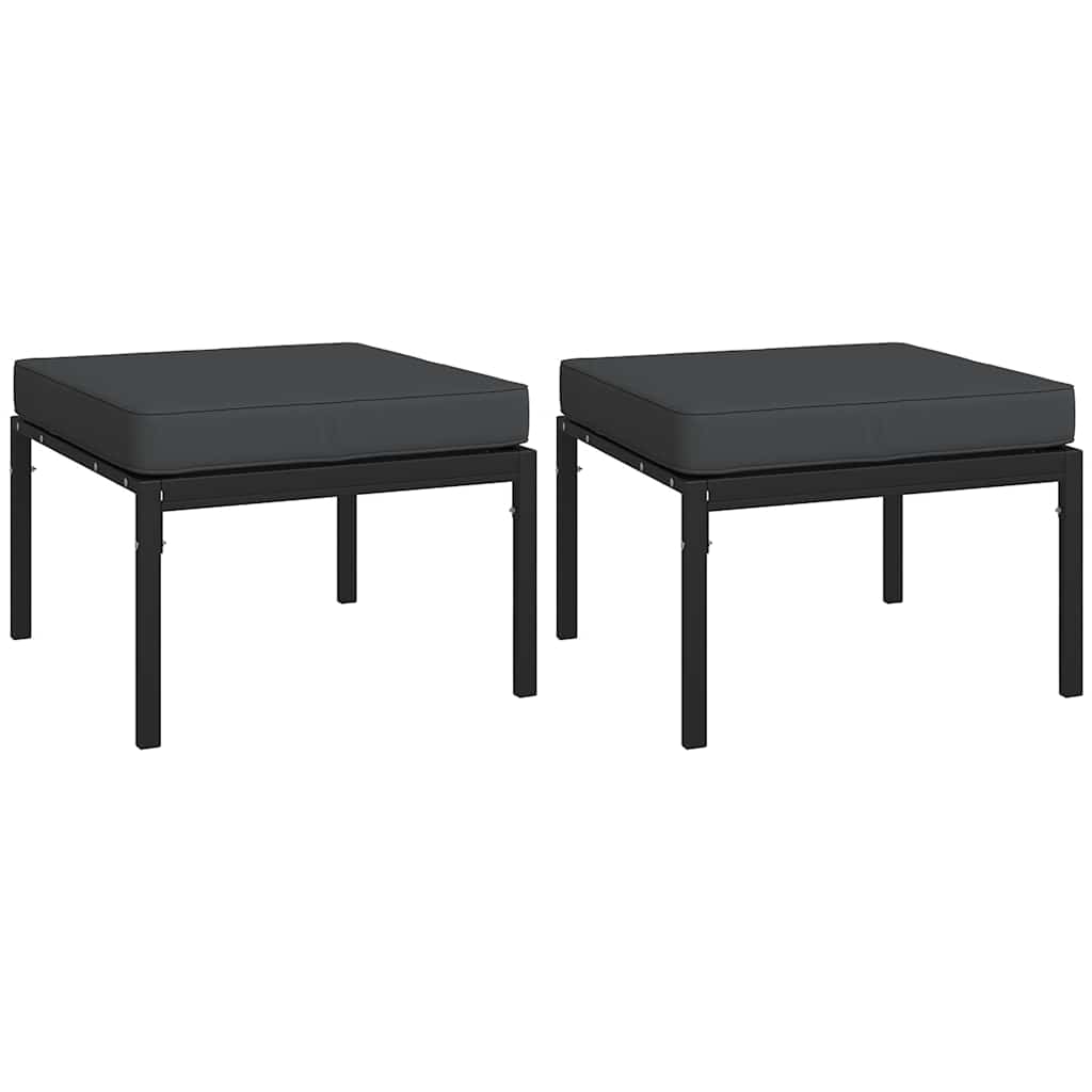 Vidaxl Tabourets De Jardin Et Coussins Gris Lot De 2 60x60x35 Cm Acier
