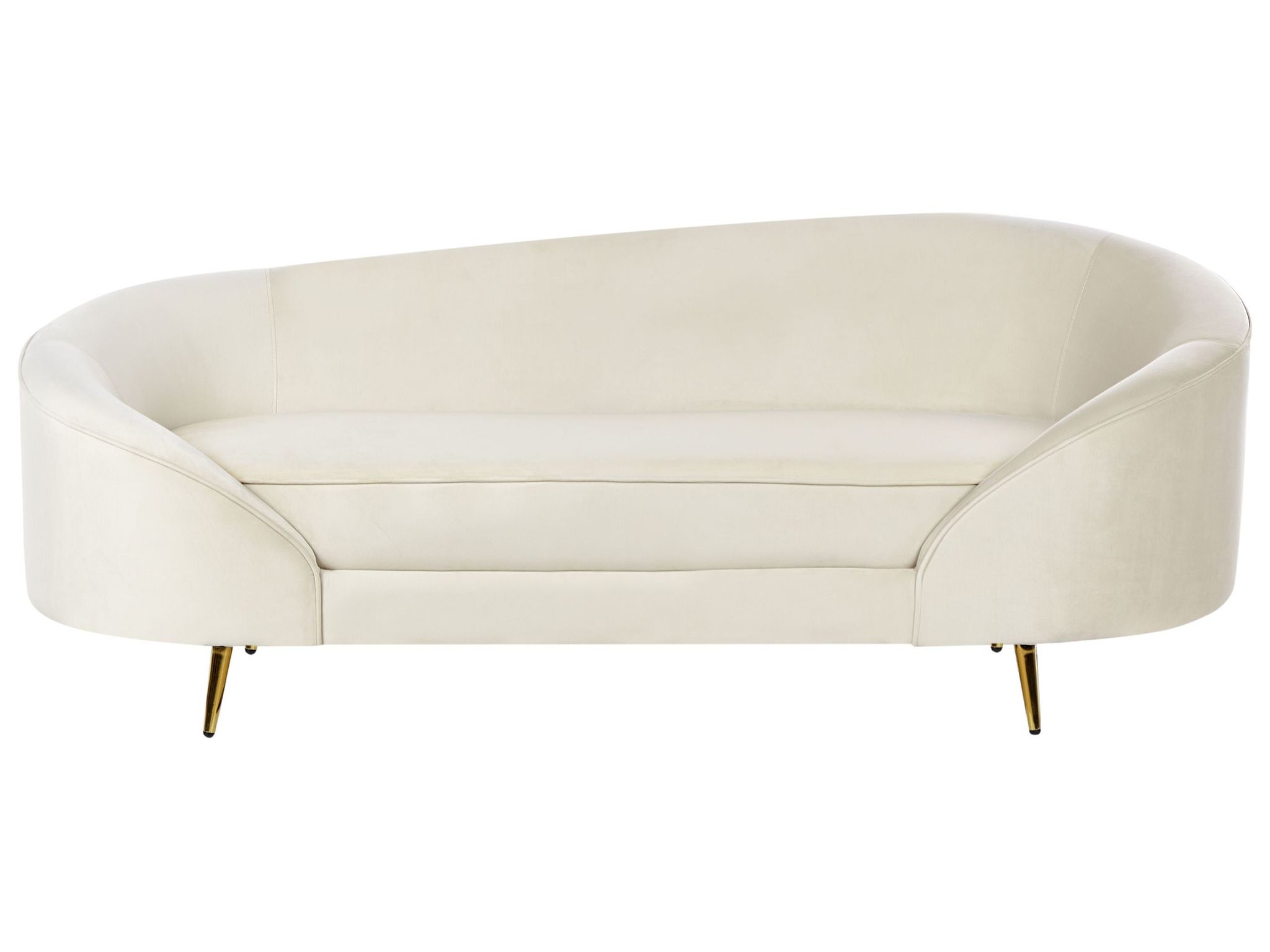Beliani - Velvet Sofa Curved Glamour Style Gold Metallic Legs Beige Savar