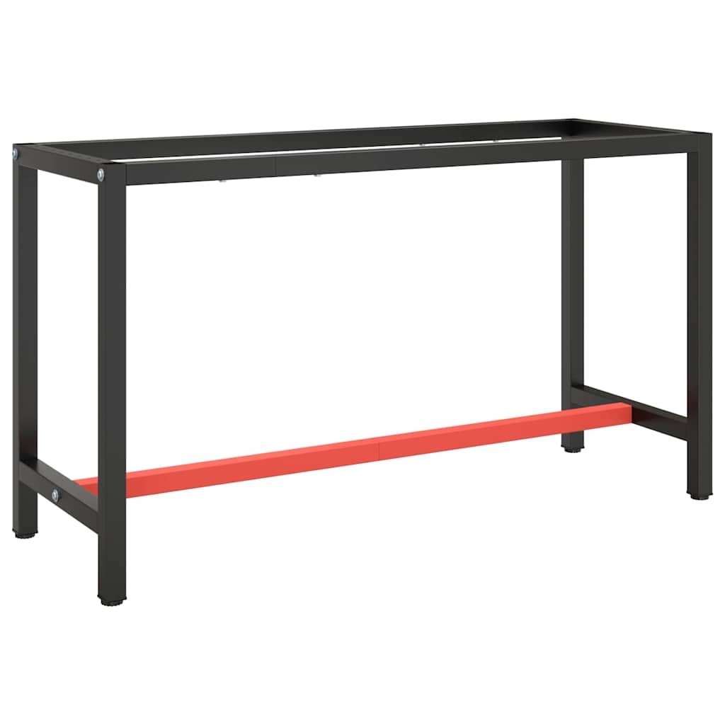 Vidaxl Schwarz - Werkbankgestell Matt Und Mattrot 140X50x79 Cm Metall