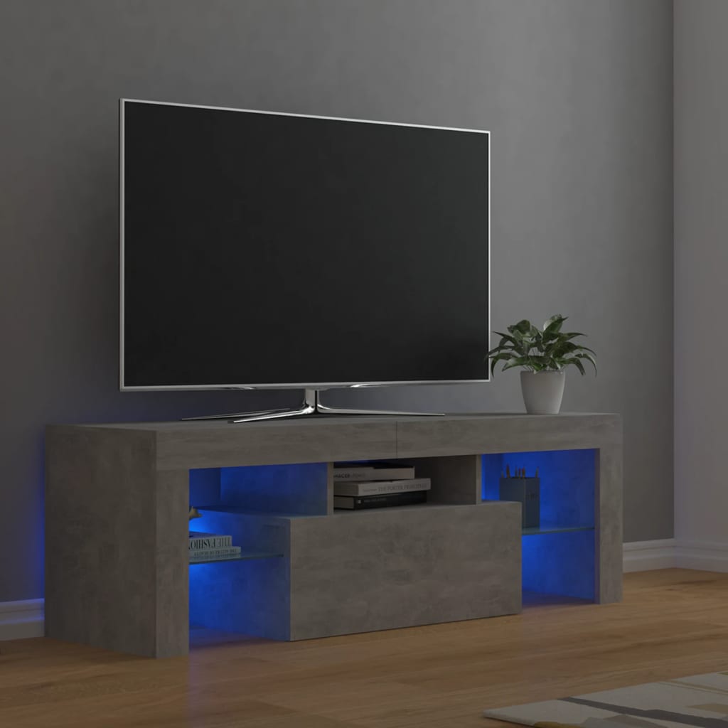 Vidaxl - Meuble Tv Avec Lumières Led Gris Béton 120x35x40 Cm