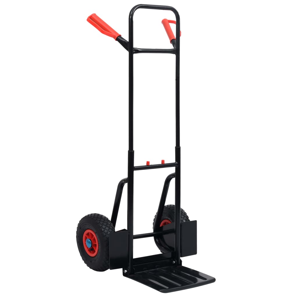 Chariot à main télescopique pliable en acier, 200 kg, roues pneumatiques 25 cm, plage de chargement 29,3 x 28 cm