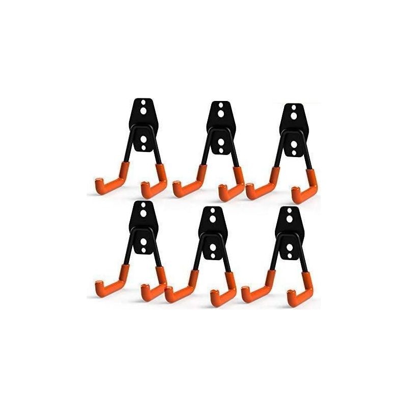 Crochets de rangement doubles en acier avec revêtement PVC antidérapant, lot de 6