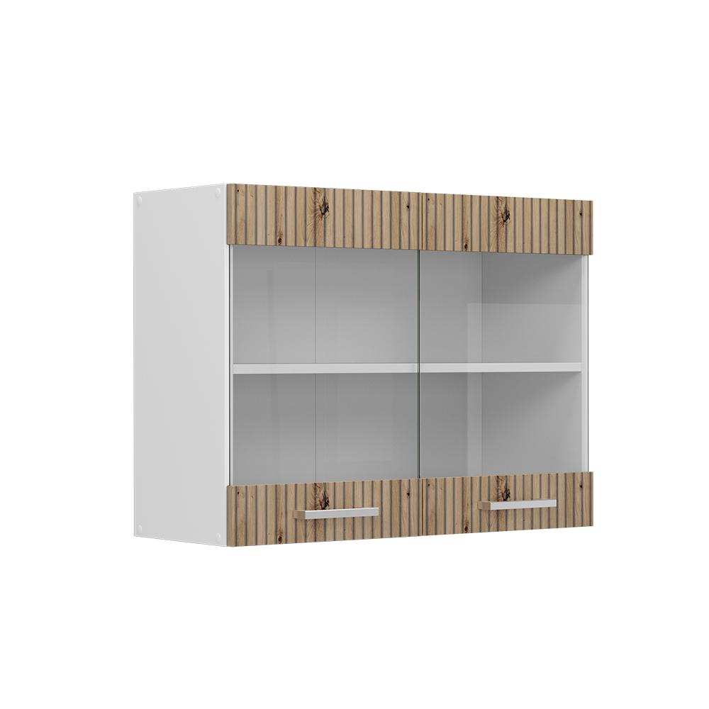 Meuble De Cuisine Haut Vitré R-line, Chêne Artisan, 80 Cm, Vicco