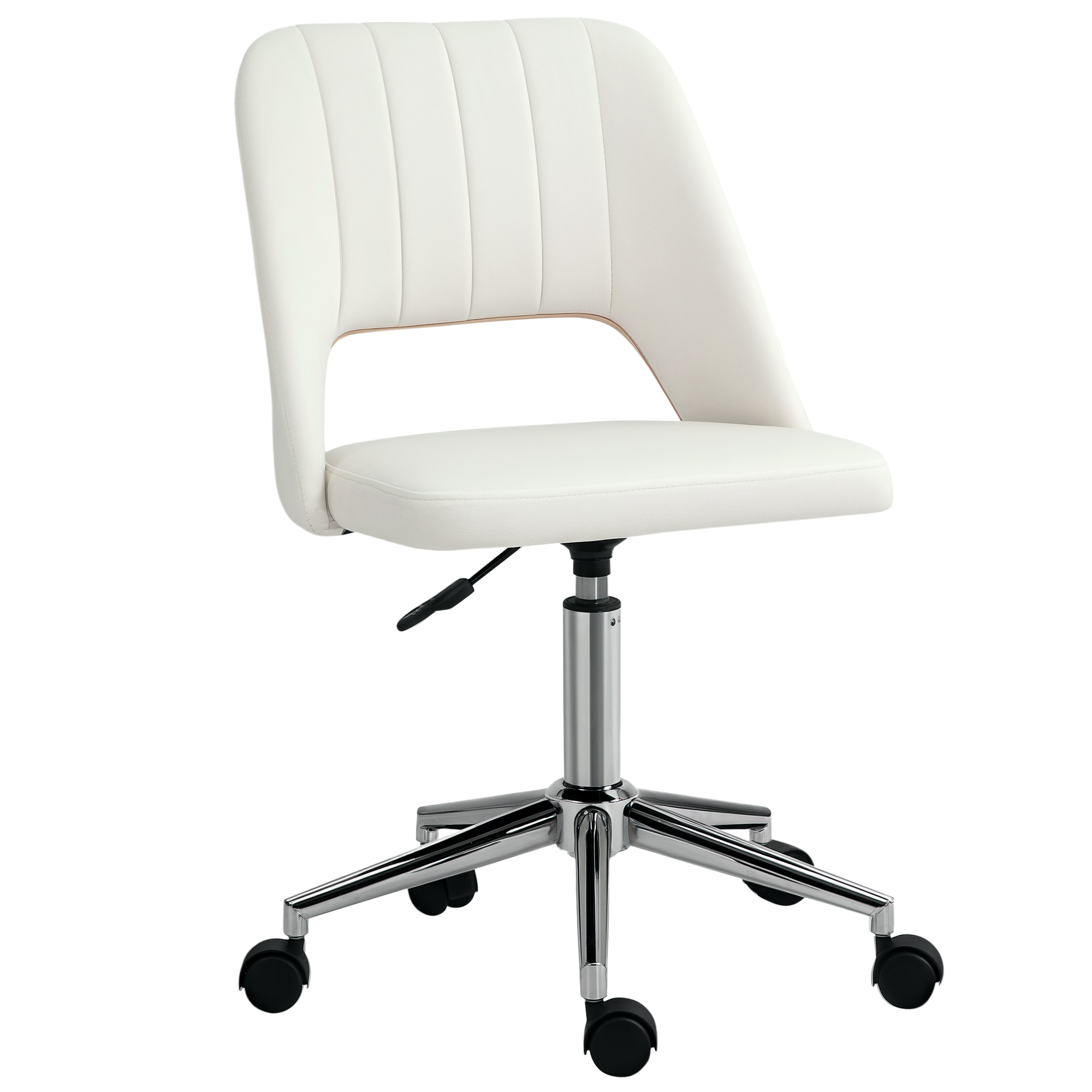 Vinsetto Homeoffice Stuhl Schreibtischstuhl Mit Samtoptik Höhenverstellbar Drehstuhl Schminkstuhl Bürostuhl Bis 120 Kg Belastbar, Für Arbeitszimmer, Schlafzimmer Cremeweiß