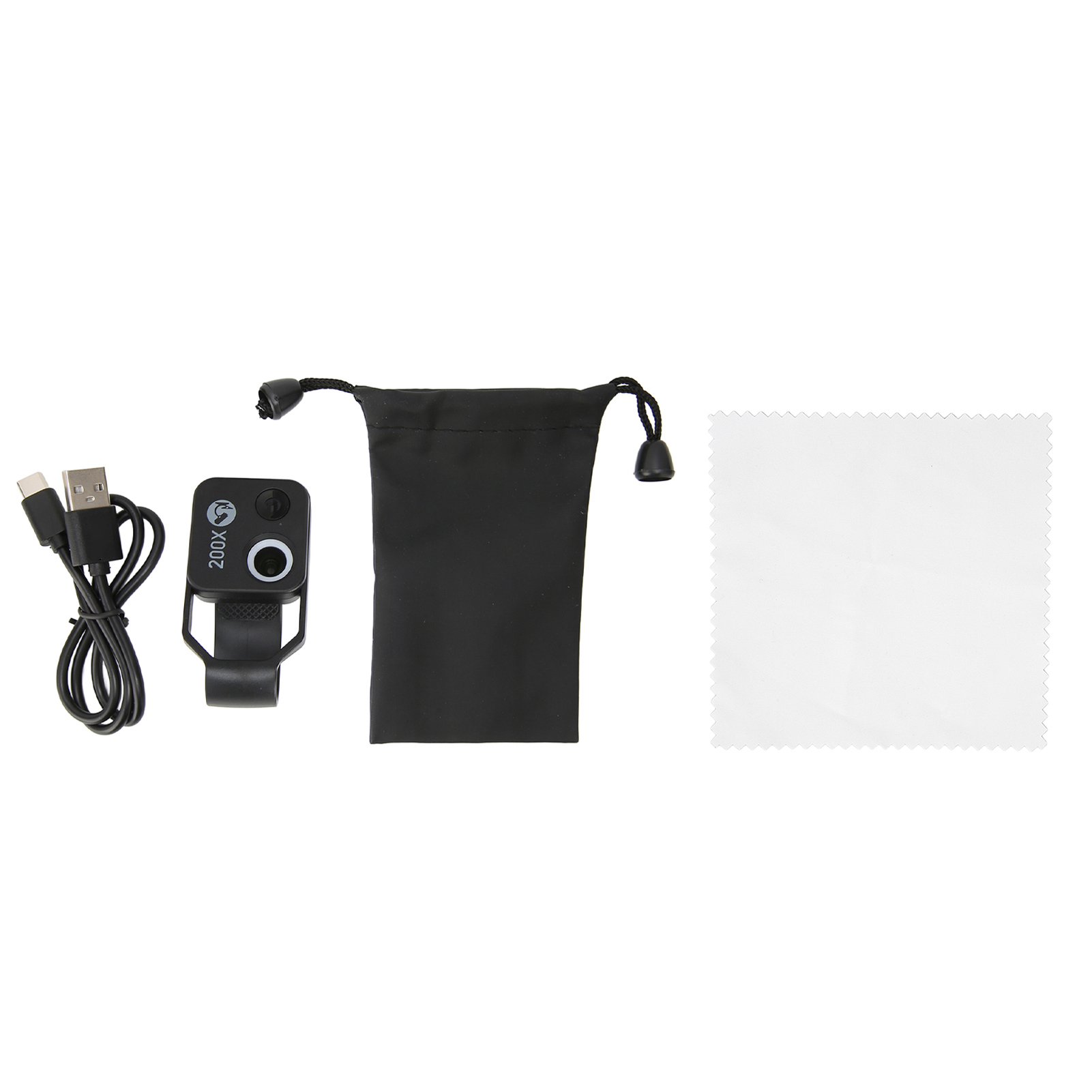Microscope de poche pour téléphone, grossissement 200x, filtre CPL intégré, 6 LED, pince universelle, noir