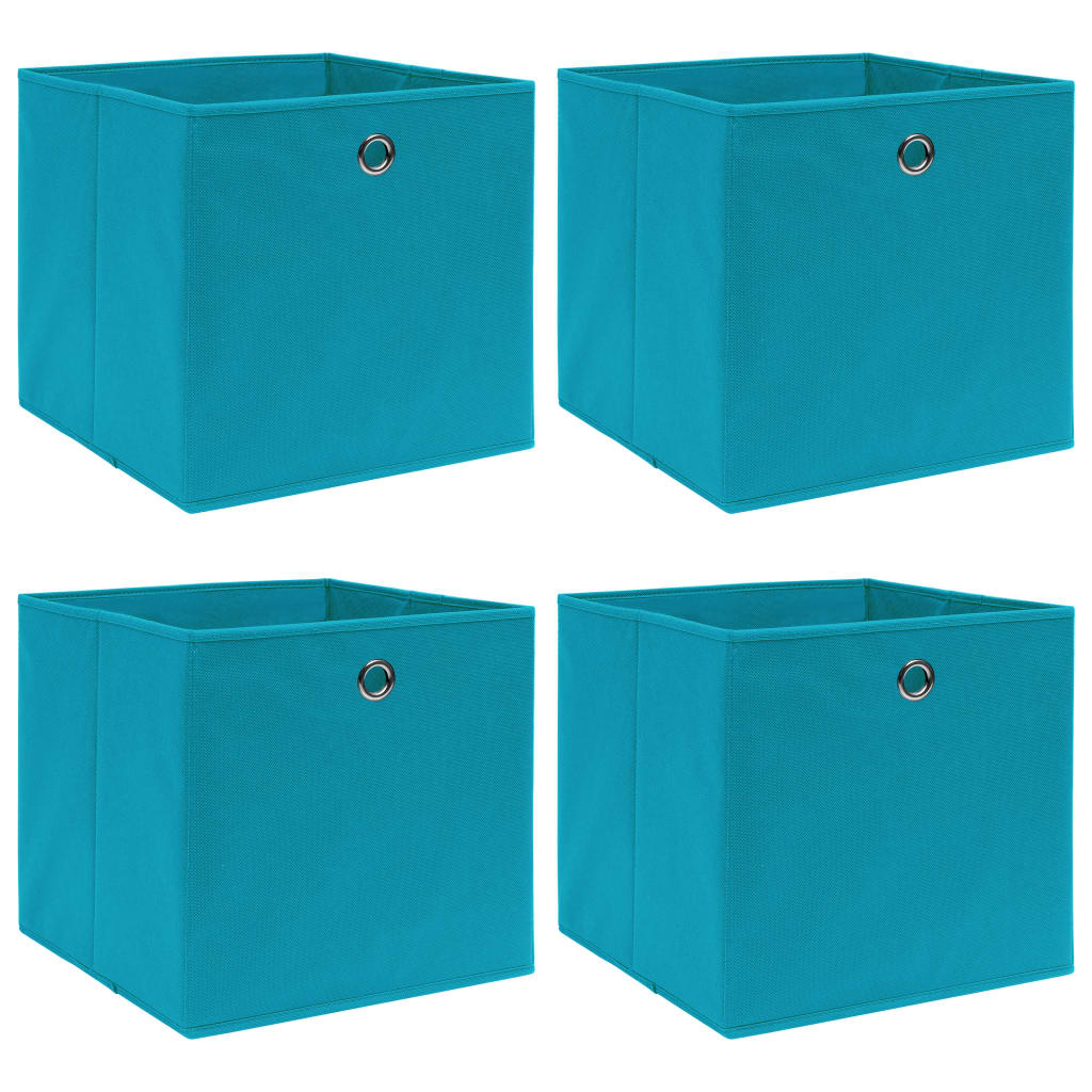 Storage Box Set Of 4 Baby Blue Non-woven Fabric (100% Polyester) Vidaxl
