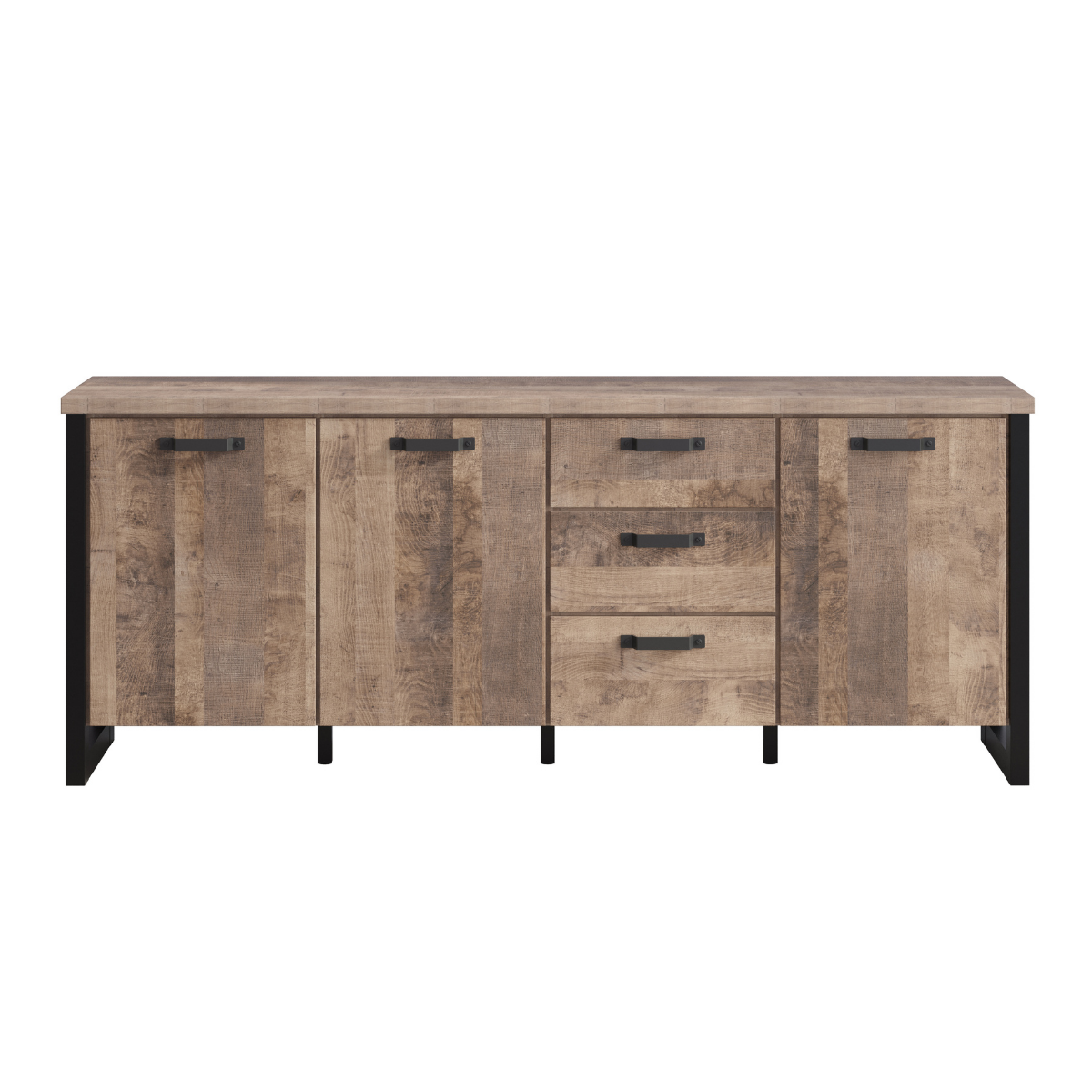 Emile Sideboard 3 Türen, 3 Schubladen, Eichetabak Dekor.