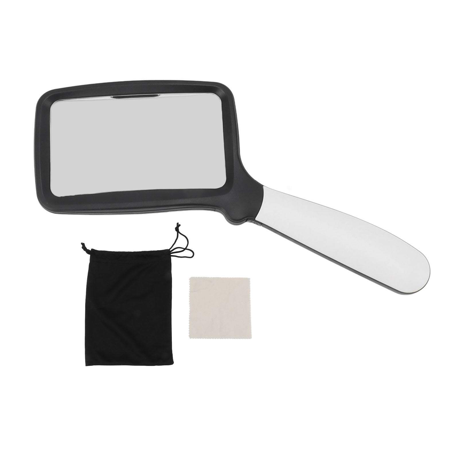 Loupe à main pliable rectangulaire avec 5 LED, grossissement 3x, intensité réglable