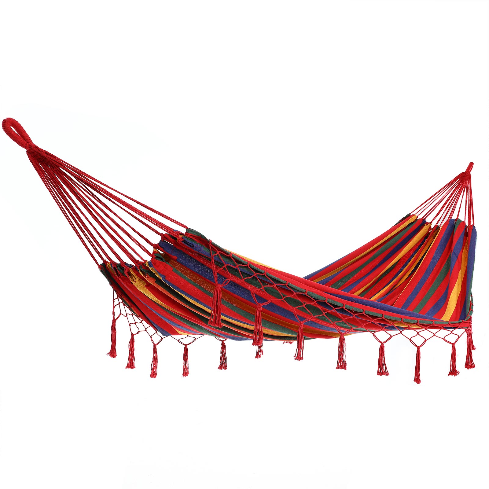 Hängematte 2 Personen Xxl 150cm Breit Bis 300kg Boho-style Strapazierfähig Wetterfest Gartenhängematte Rot - Detex