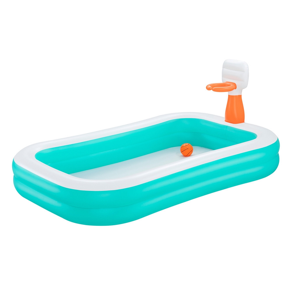 Trade Shop - Piscina Gonfiabile Familiare Con Canestro Da Basket Pallone 251x168x102 Cm Giardino 54445 - TRADE SHOP TRAESIO