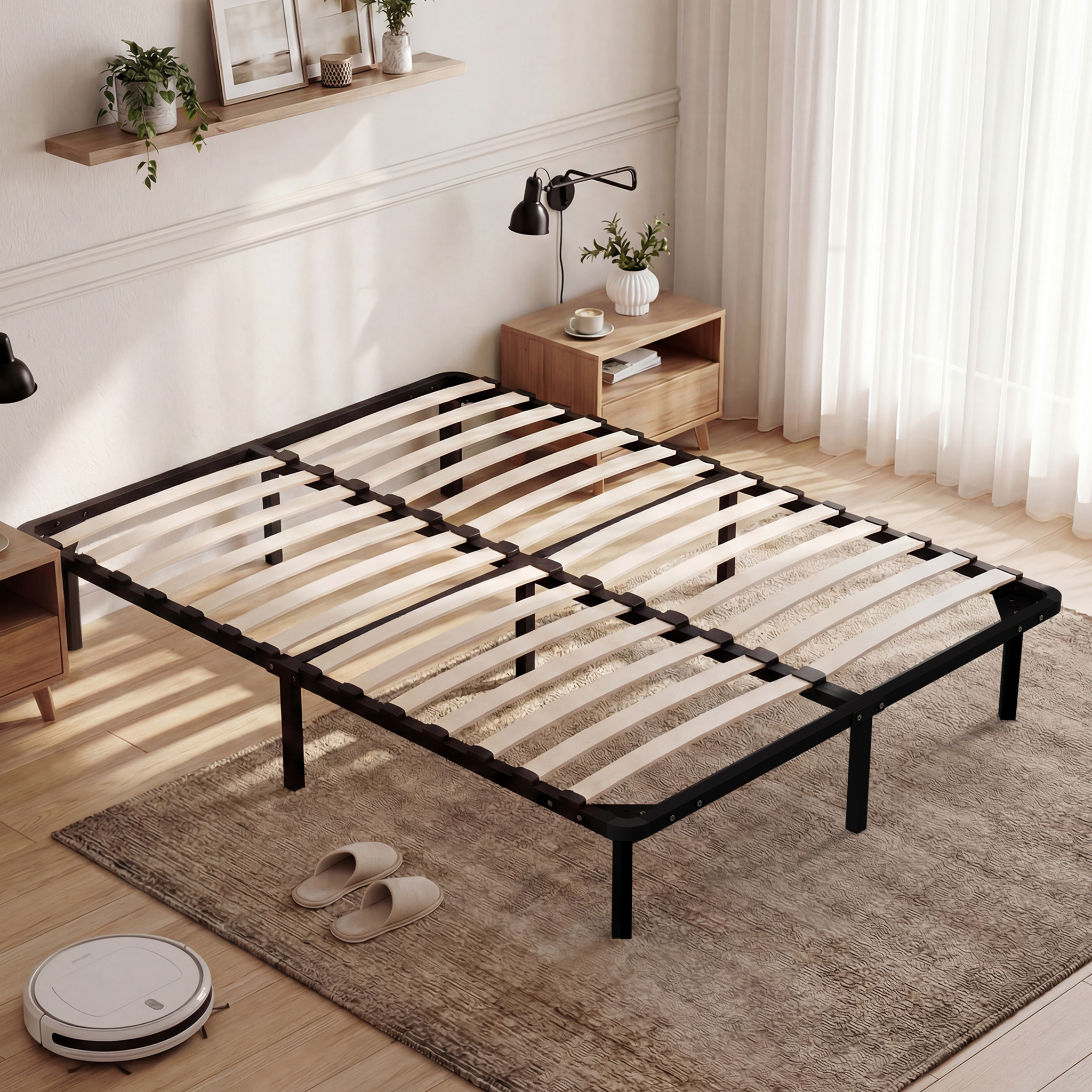 Teeno - Sommier 140x190cm, Avec 7 Pieds, 2x14 Lattes Sur, Lit 140x190cm, Sommiers À Lattes En Bois Pour Adulte