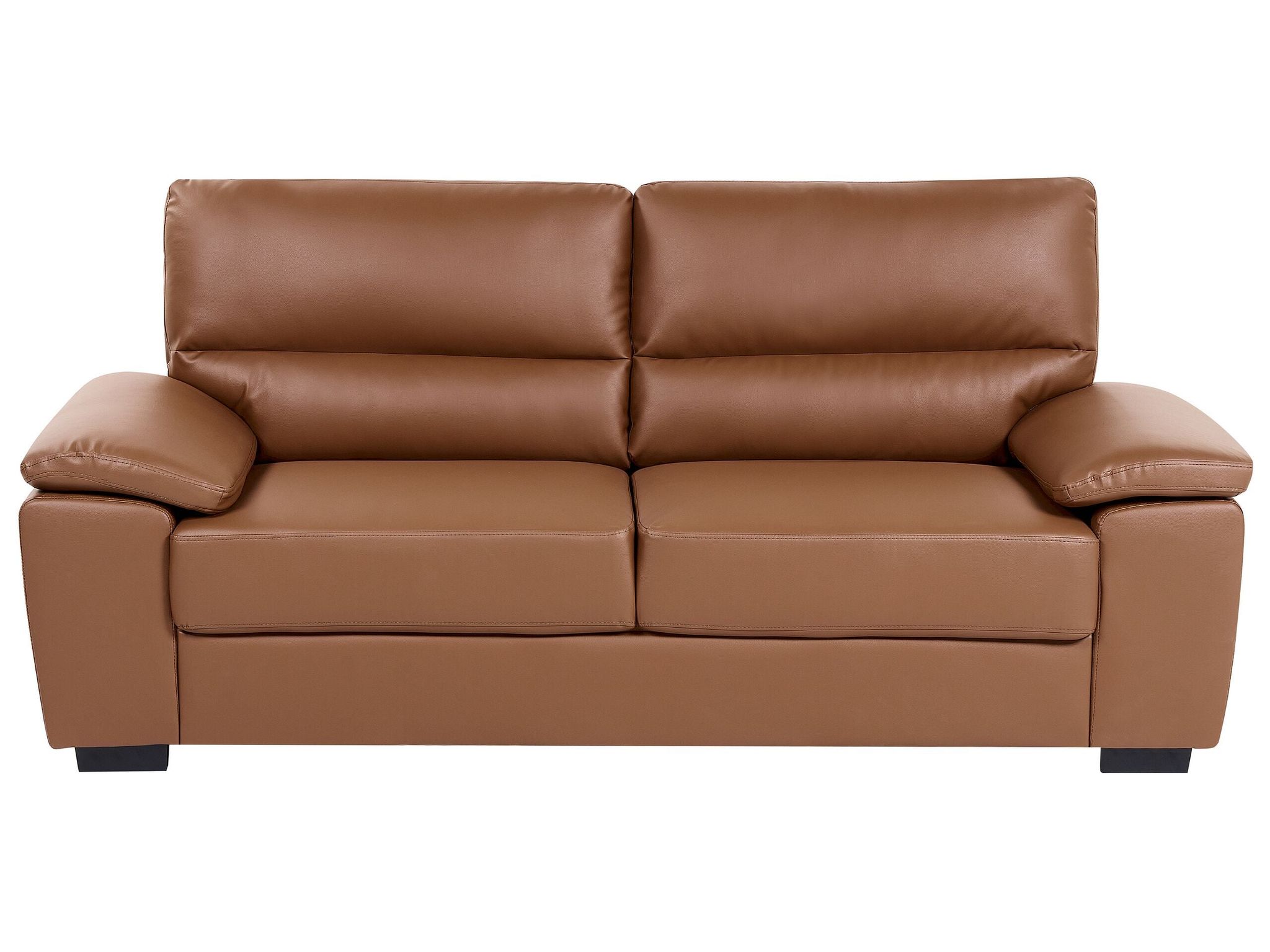 Beliani Sofa 3 Seater Vogar Faux Leather Golden Brown