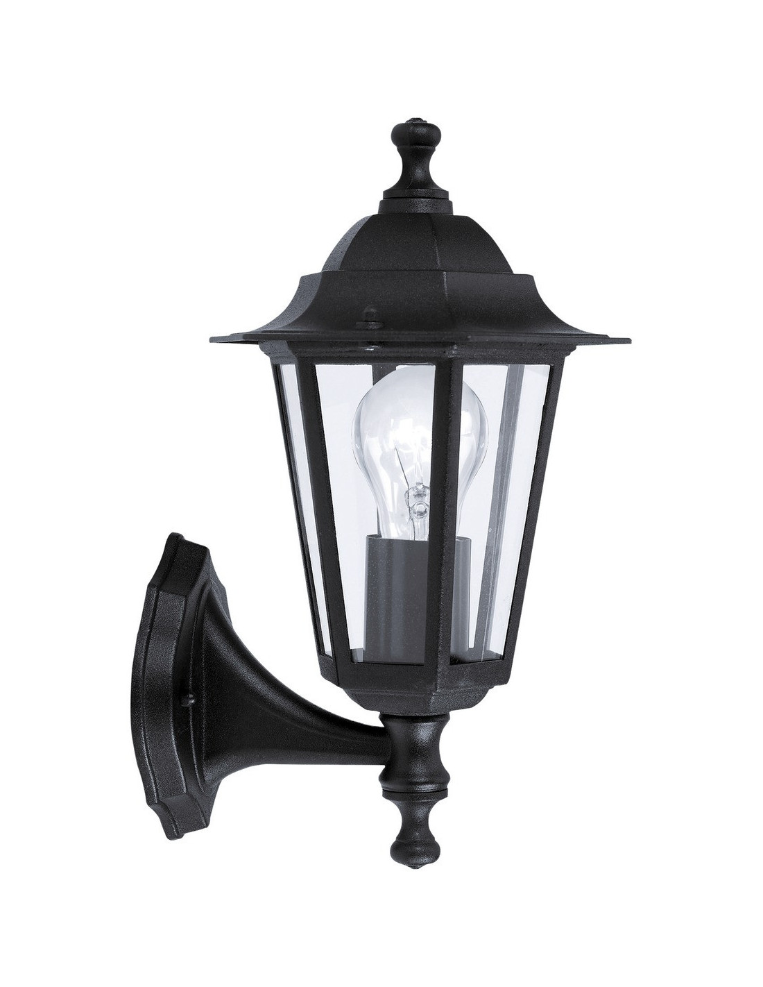 Eglo Schwarz Außenwandleuchte Aufsteigend Aus Metall & Glas H32cm