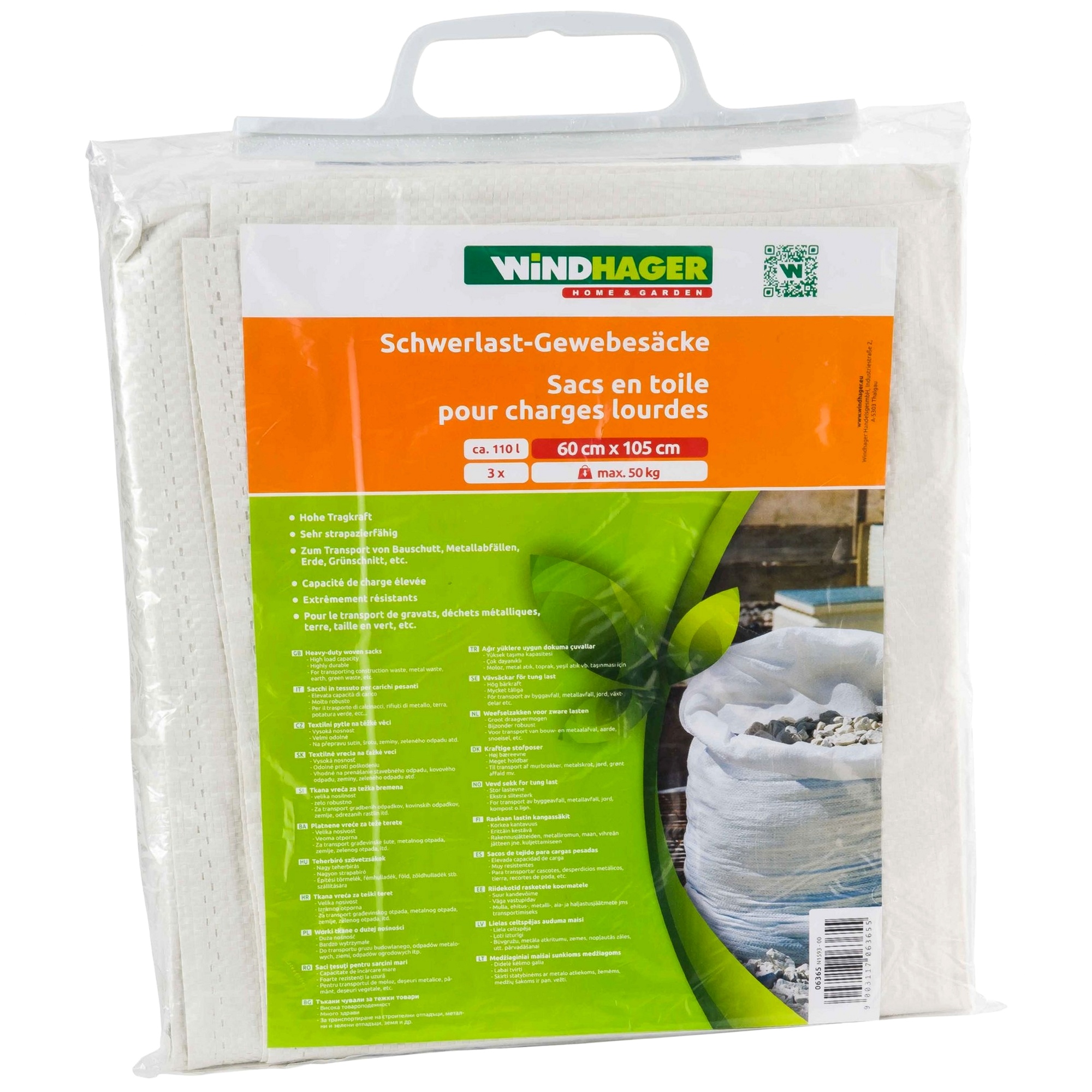 Windhager Weiß Gartensack "Für Schwerlast Rund Um Haus Und Garten" Packung 3 Tlg. Belastbare Gewebesäcke 3 Stk. 60 X 150 Cm Tragekraft Bis Zu 50 Kg von Baur - Image 3