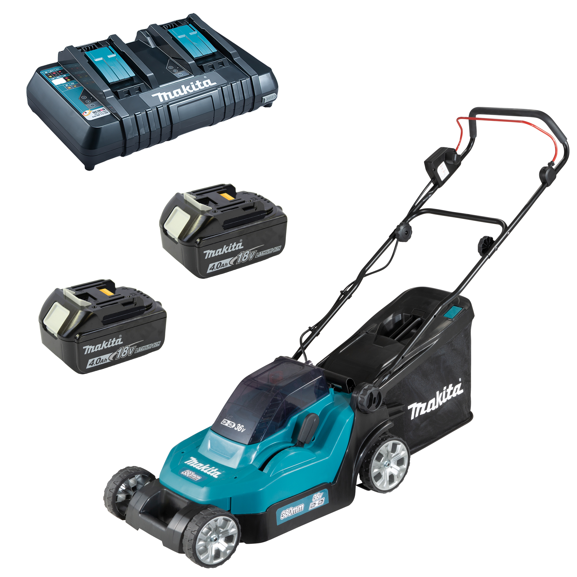 Makita - Akku-rasenmäher Dlm382pm2 2x 4,0 Ah Akkus + Ladegerät Dc18rd Im Karton