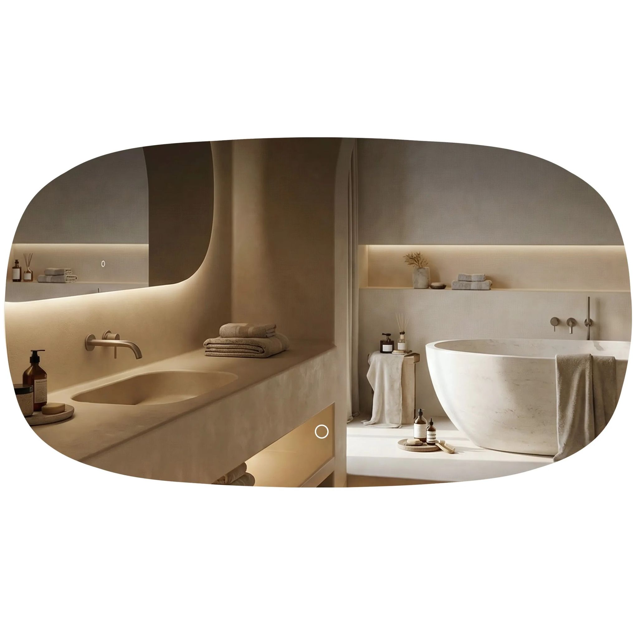Rea – Miroir Lumineux De Salle De Bain 100x60 Cm – Éclairage Led – Forme Ovale – Variation D'Intensité – Installation Simple Avec Prise