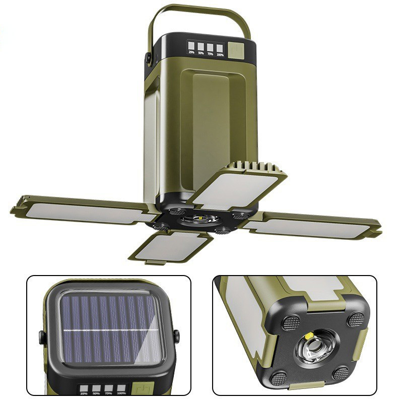 Lampada Da Campeggio A Led Ad Energia Solare - 2000 Mah Ricaricabile, Impermeabile Ipx4, Per Tenda - 6 Impostazioni - Torcia Portatile E Power Bank