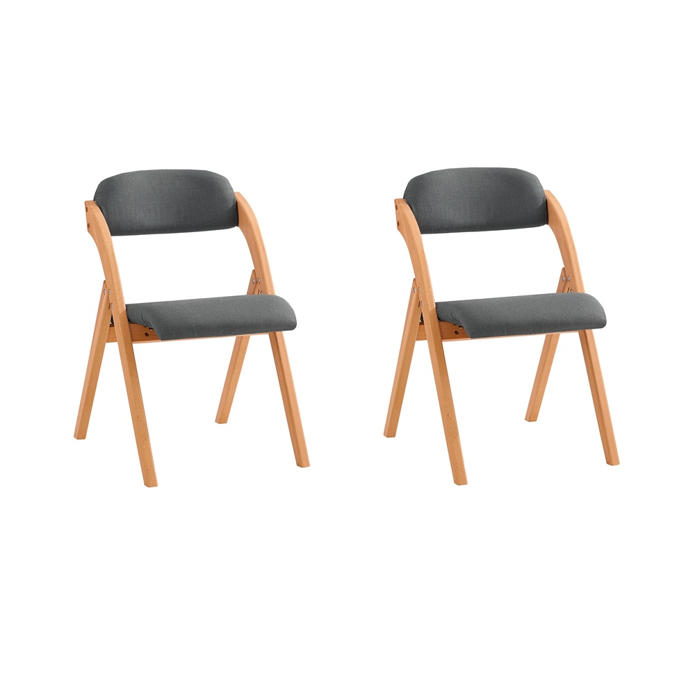 SoBuy FST92-SGx2, Chaise pliante en bois, lot de 2 Fauteuils de cuisine rembourrés, Chaises d'intérieur pour le bureau, le balcon, le jardin - Chaises pliantes en hêtre peu encombrantes, Gris foncé