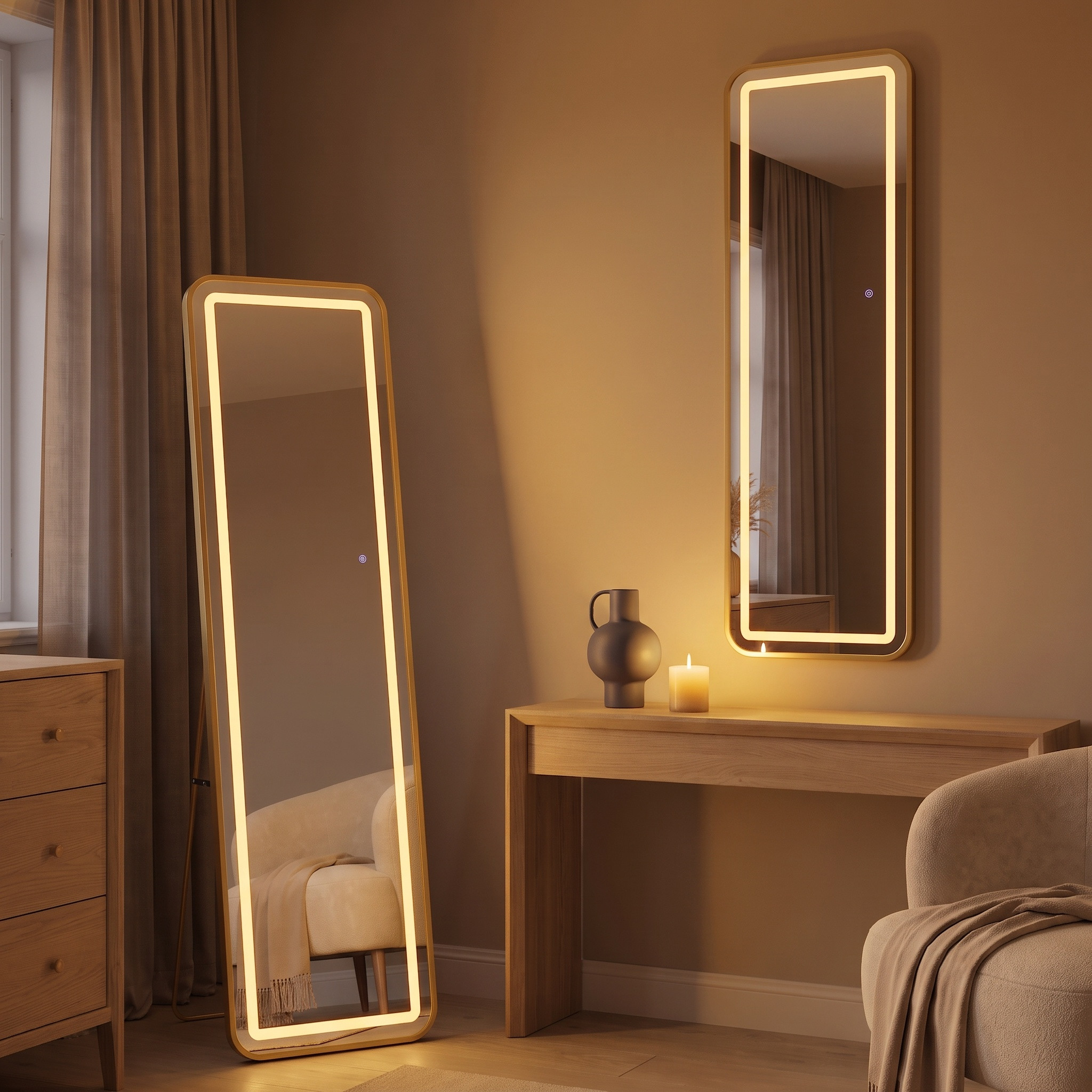 Miroir Sur Pied Rectangle Led 150x40 Cm