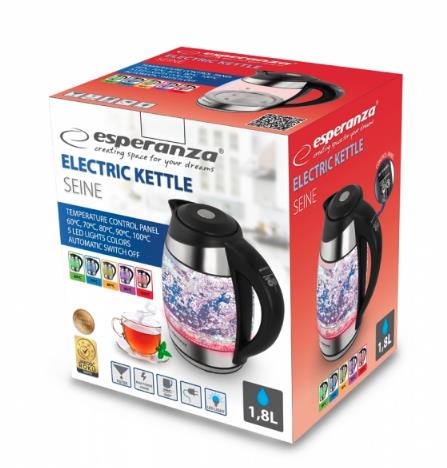 Esperanza Schwarz Seine Ekk026 Wasserkocher 1,7 L Glas