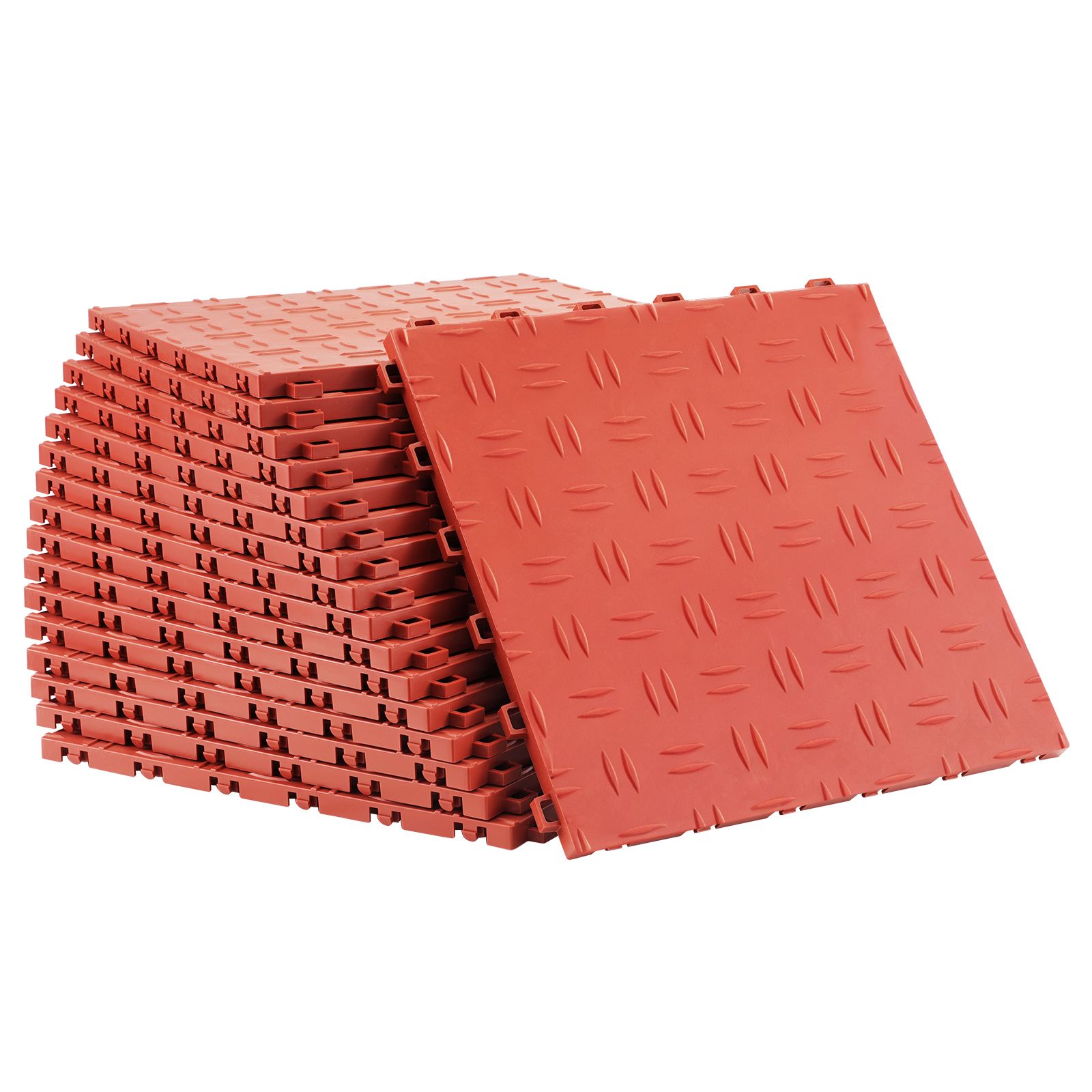 Dalle de garage emboîtable antidérapante double face, 30x30x1,35 cm, rouge, lot de 25