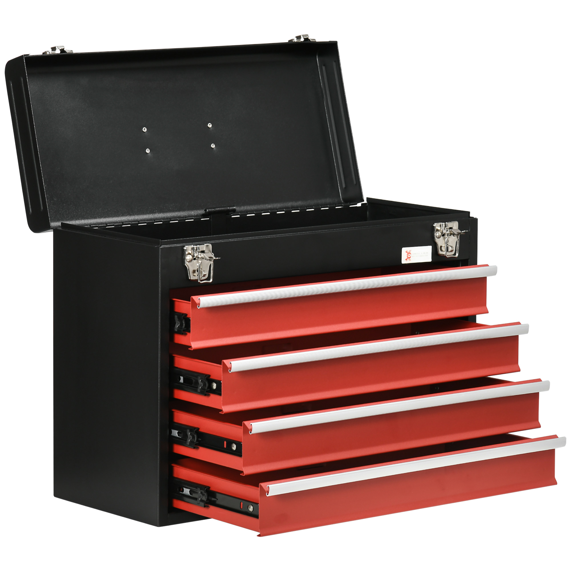 Boîte à outils métallique 4 tiroirs avec plateau supérieur, acier noir 51x22 cm, charge 18 kg