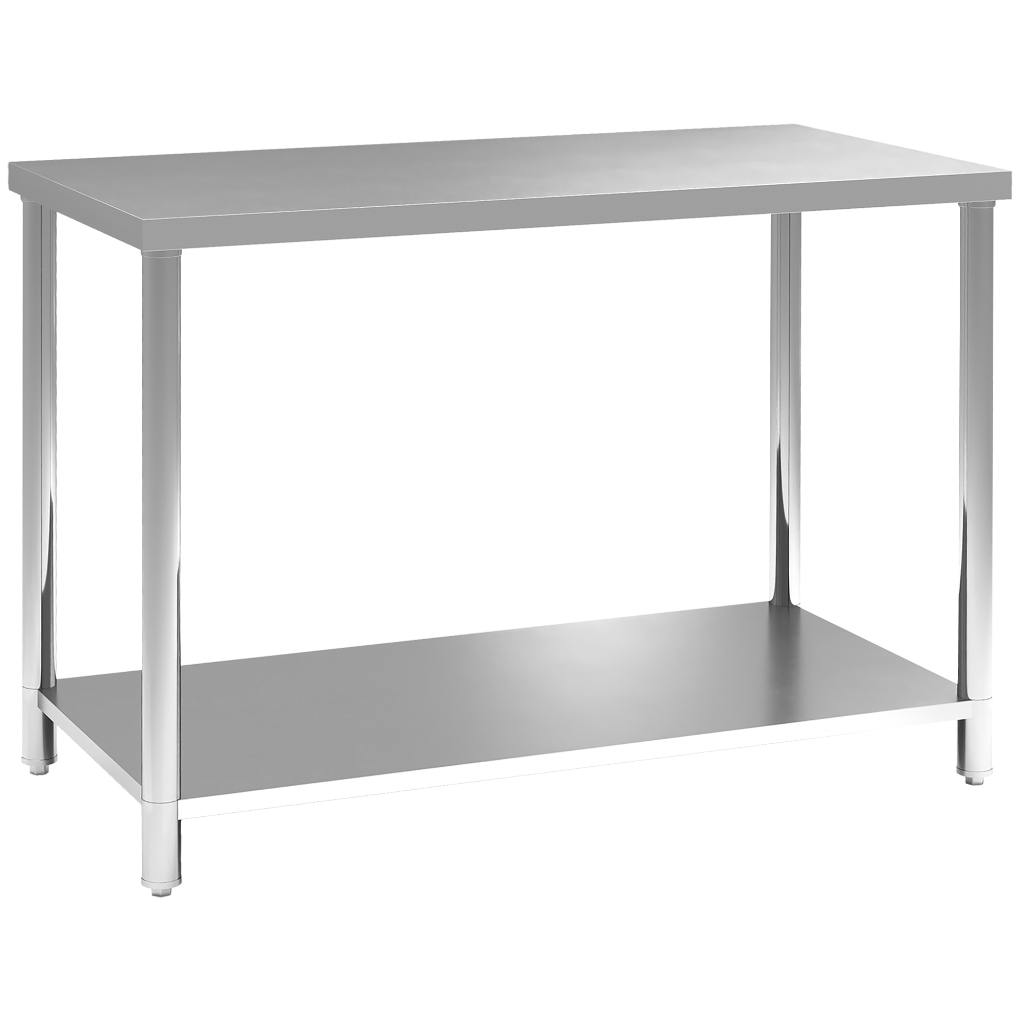 Établi de garage en acier inoxydable, plan de travail 120x60x86 cm, 2 étagères, charge 100 kg