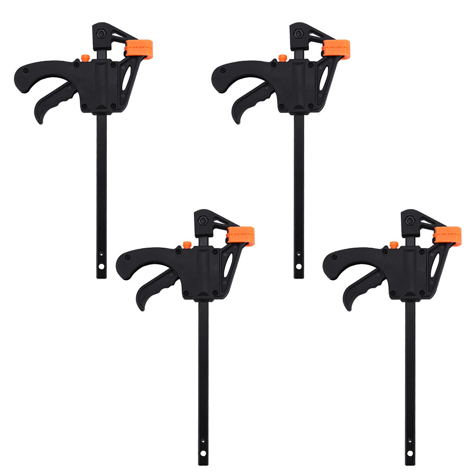 Serre-joint en F à cliquet dégagement rapide, 10 cm, plastique et acier, lot de 4