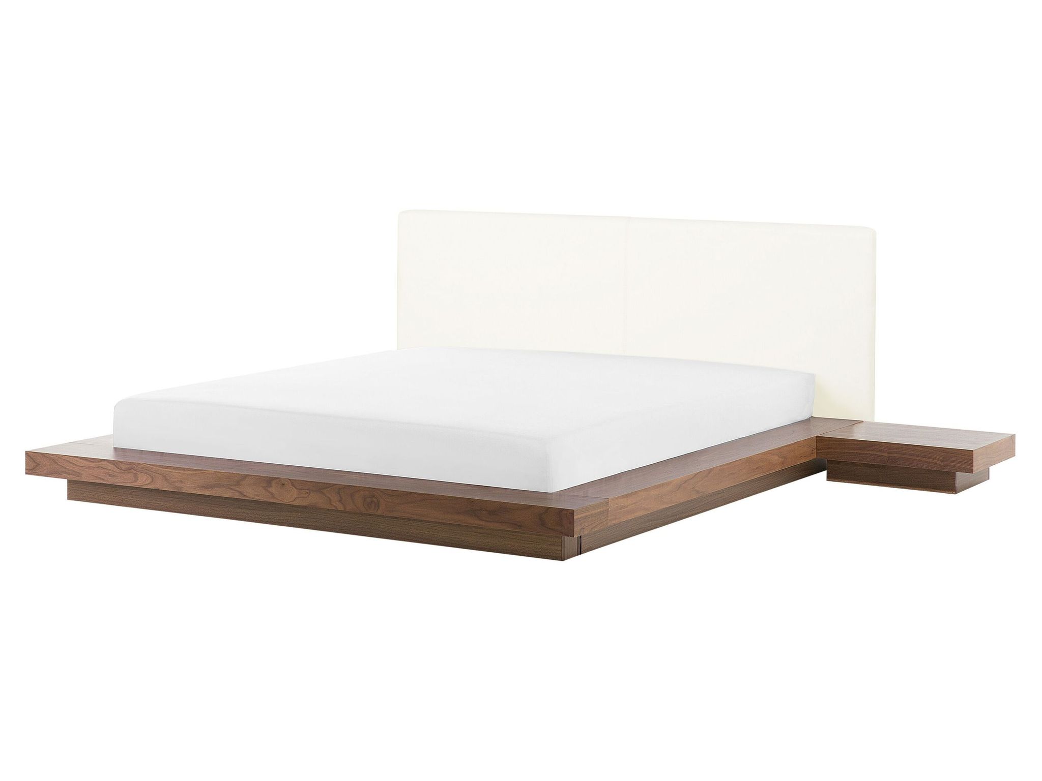 Beliani Wasserbett Braune Esche Mdf/kunstleder Holzfurnier 160 X 200 Cm Japanischer Stil
