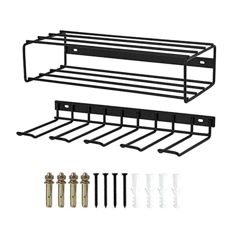 Support mural pour outils électriques en fer, rangement perceuse et clé à chocs, noir, 430 mm